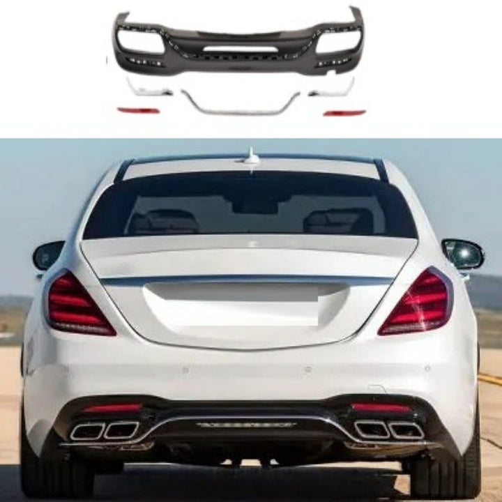 Car Craft Compatible With Mercedes Benz S Class W222 Lci 2018-2020 Upgrade Convert To S Class S63amg Amg63 S63 S65 Amg Rear After Bumper Lip Splitter Diffuser Trim