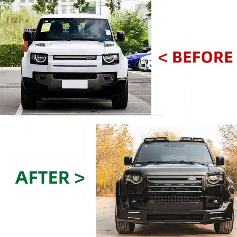 Car Craft Compatible With Range Land Rover Defender 90 110 130 L663 Lr129997 2020+ Front Bumper Lip Splitted Skirts Led Lumma Style - CAR CRAFT INDIA