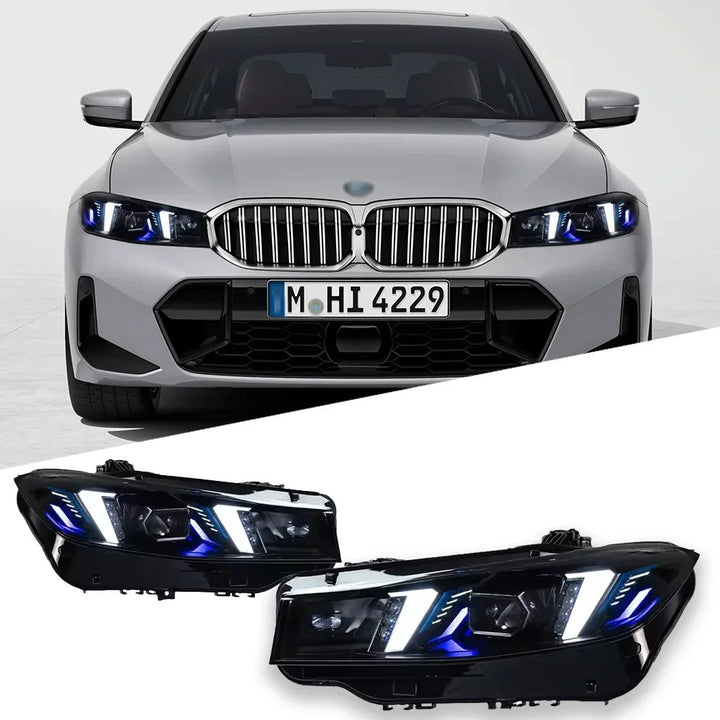 Car Craft Compatible With Bmw 3 Series G20 Lci 2023-2025 Car Front Upgraded Head Light Lamp Xenon Headlight Retrofit Upgrade Modified Led Drl Hid Snake Style With Yelllow Drl
