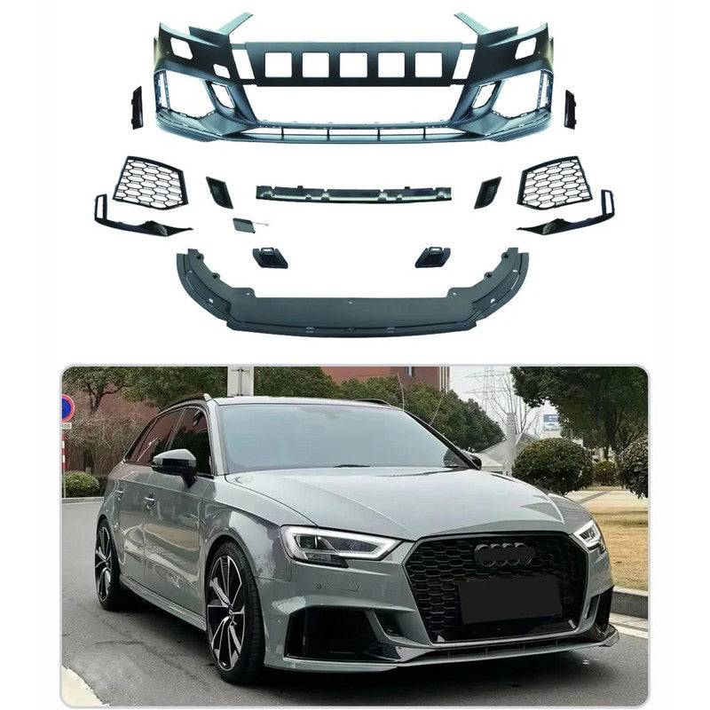 Car Craft Compatible With Audi A4 B9 2017-2020 Upgraded Facelift Convert To Rs4 S4 Sport Bodykit Front Bumper Fog Grill Skirt Trim A4-020 Gc