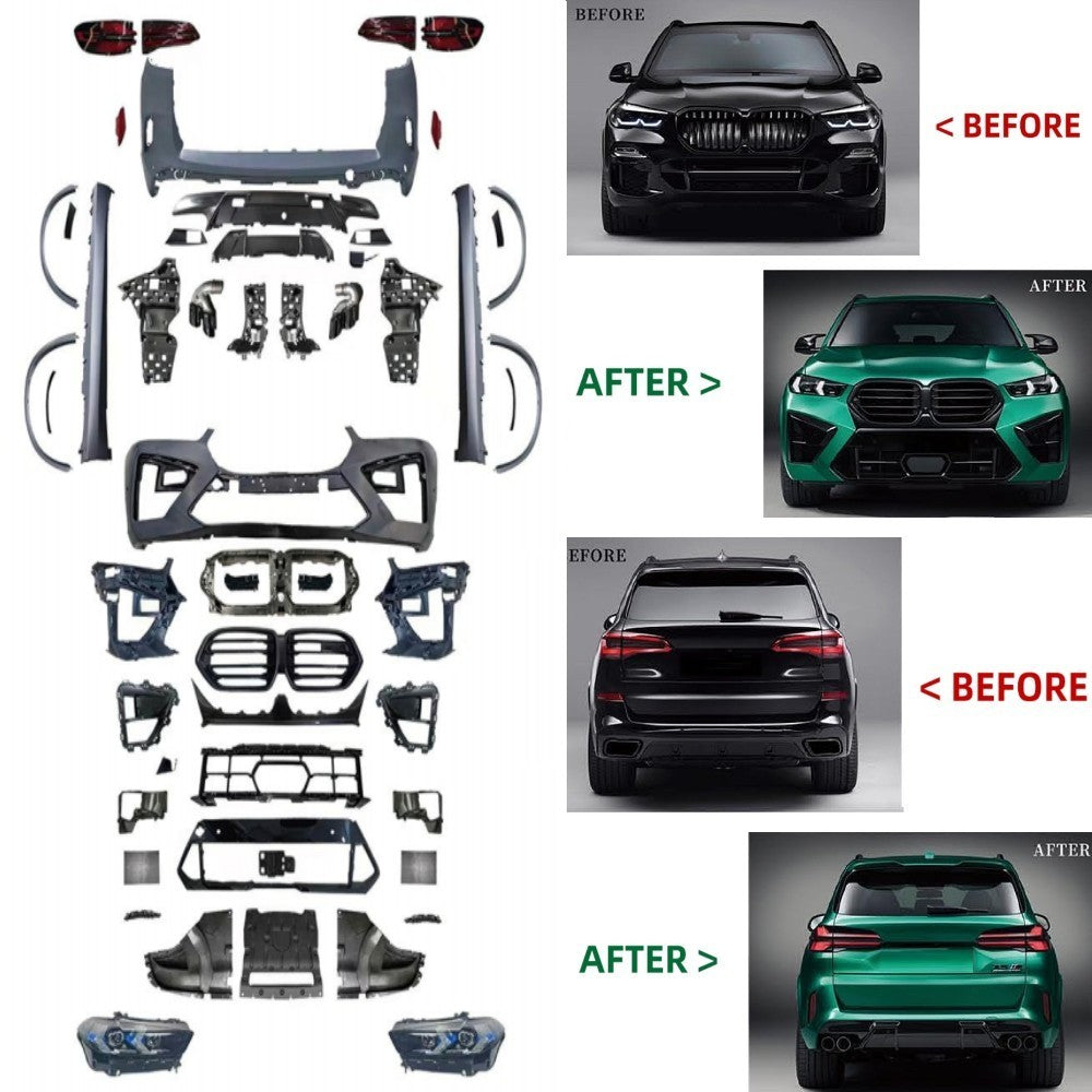 Car Craft Compatible With Bmw X5 G05 2019-2022 To G05 Lci 2023+ X5m M Sports Upgrade Facelift Conversion Bodykit Bumper Headlight Taillight Side Skirt CC-6337 - CAR CRAFT INDIA