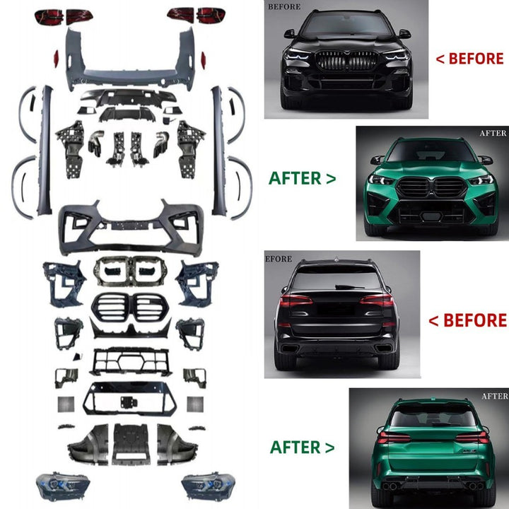 Car Craft Compatible With Bmw X5 G05 2019-2022 To G05 Lci 2023+ X5m M Sports Upgrade Facelift Conversion Bodykit Bumper Headlight Taillight Side Skirt CC-6337 - CAR CRAFT INDIA