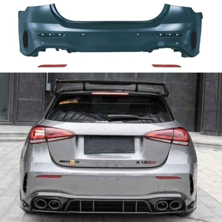 Car Craft Compatible With Mercedes Benz A Class W177 2018-2024 Rear Bumper Upgrade Convert To Amg Amg45s Bumper Bodykit For Hatchback Car W177-004 Hatchback