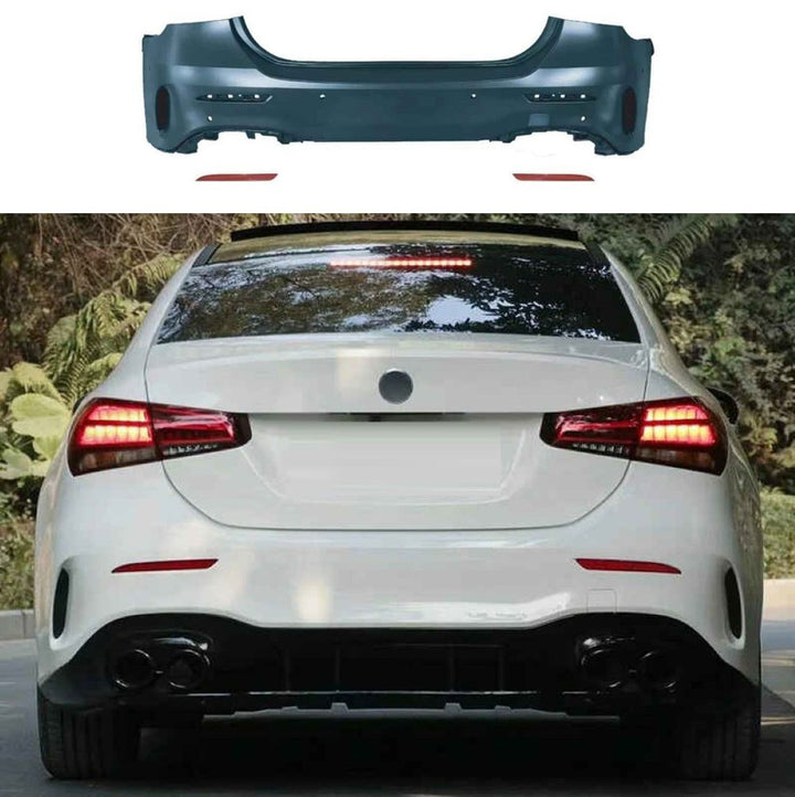 Car Craft Compatible With Mercedes Benz A Class W177 2018-2024 Rear Bumper Upgrade Convert To Amg Amg45s Bumper Bodykit For Sedan Car W177-004 Sedan