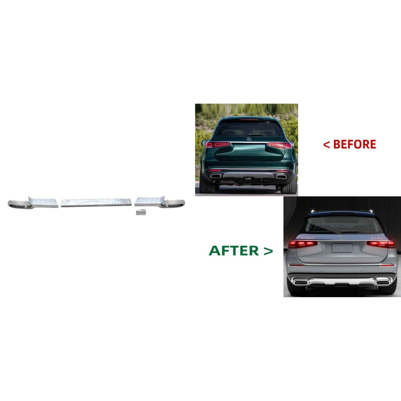 Car Craft Compatible With Mercedes Benz Gls W167 X167 2019-2024 Upgrade Facelift Convert To Gls Maybach Style Rear Bumper Chrome Trim Cover