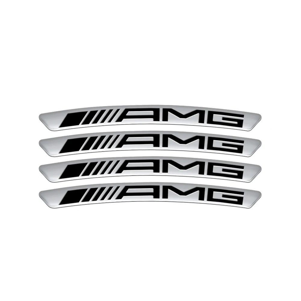 Car Craft Compatible With Mercedes A B C E S Class Ml Gl Gle Gls Cla Gla Glc Slk Grill Letter Logo Badge Emblem Sticker Alloy Wheel Rim Sticket Amg Silver 4pcs/set
