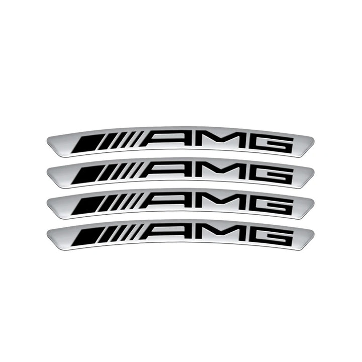 Car Craft Compatible With Mercedes A B C E S Class Ml Gl Gle Gls Cla Gla Glc Slk Grill Letter Logo Badge Emblem Sticker Alloy Wheel Rim Sticket Amg Silver 4pcs/set
