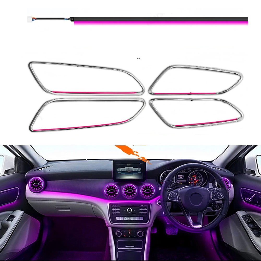 Car Craft Compatible With Mercedes Benz A Class W176 B Class W246 Cla W117 Gla W156 Class 2013-2018 Ambient Ambiance Led Light Vents Decorative Interior Kit Atmosphere Lamp Turbine Door And Dashboard
