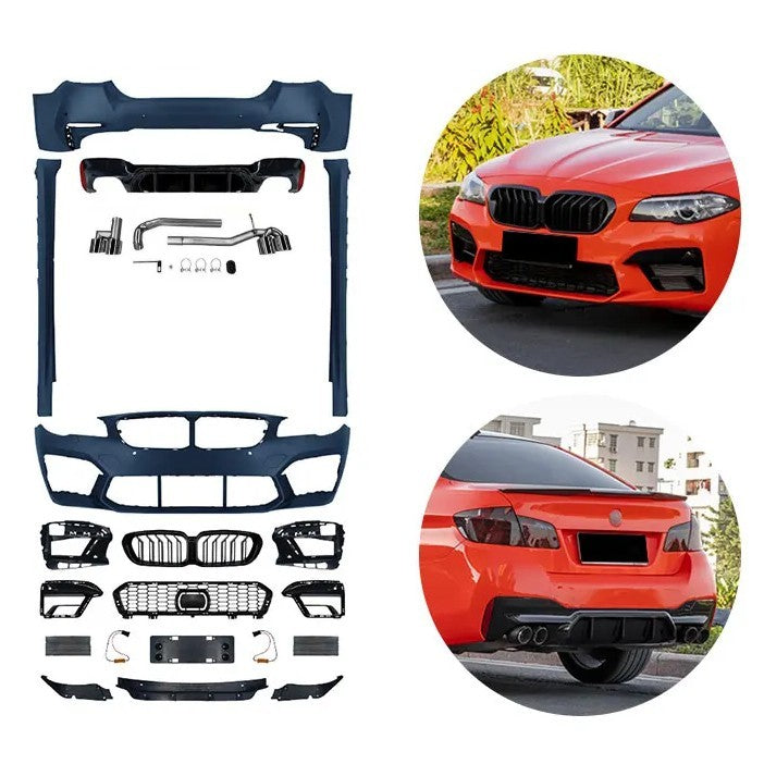 Car Craft Compatible With Bmw 5 Series F10 2010-2017 Front Rear Bumper Upgrade Convert To M Sport M5cs F90 G30 M5 Style Bodykit Body Kit Bumper Side Skirt Rear After Lip Diffuser Exhasut Pipe Tips Gc F10 18 039 CC-10683