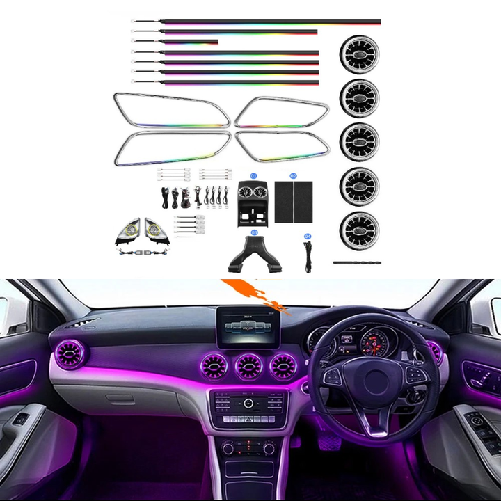 Car Craft Compatible With Mercedes Benz A Class W176 B Class W246 Cla W117 Gla W156 Class 2013-2018 Ambient Ambiance Led Light Vents Speaker Decorative Interior Kit Atmosphere Lamp Air Ac Vent Turbine 28 In 1 Set Symphony