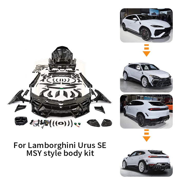 Car Craft Compatible With Lamborghini Urus Se 2024+ Body Kit M Style Forged Dry Carbon Fiber Front Rear Bumper Side Skirts Rear Spoiler Wide Wheel Arch Hood Exhaust Mansory