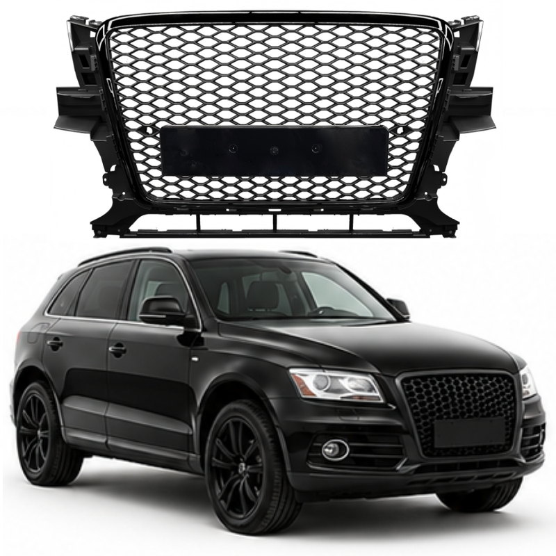 Car Craft Compatible With Audi Q5 2008-2012 Upgraded Front Bumper Show Grill Rsq5 Rs Sport Style Black Frame Black Mesh No Logo License Plate Eu Version Q5-015 Gc Black Nlg
