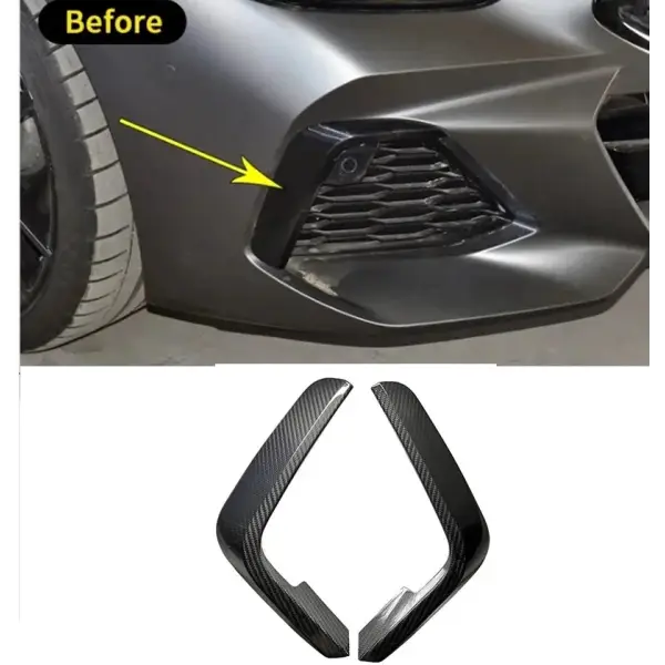 2PCS Real Dry Carbon Fiber Car Front Bumper Corner Decorative Cover Trim for BMW Z4 G29 2019-2020