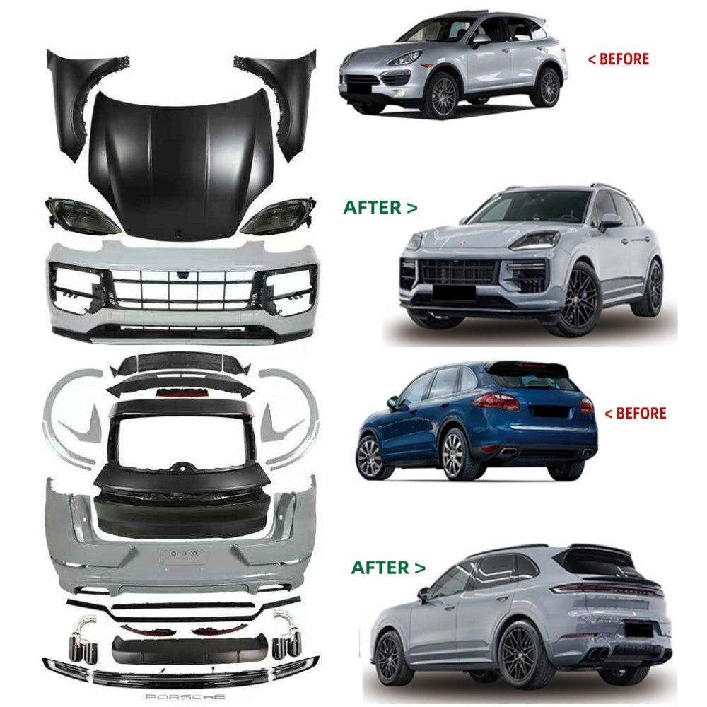 Car Craft Compatible With Porsche Cayenne 958 2011-2017 To 2024 9y0.2 Upgrade Facelift Conversion Bodykit Bumper Hood Trunk Headlight Taillight CC-6319