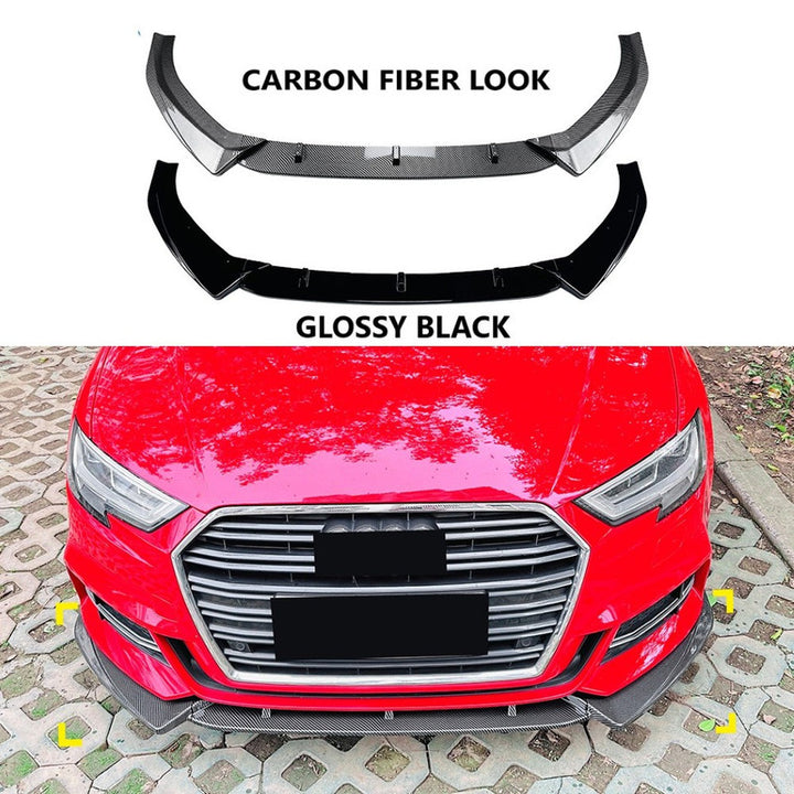 Car Craft Compatible With Audi A3 8v Facelift S Line 2017-2020 Front Bumper Lip Skirt Splitter Spoiler Zst-985 Glossy Black