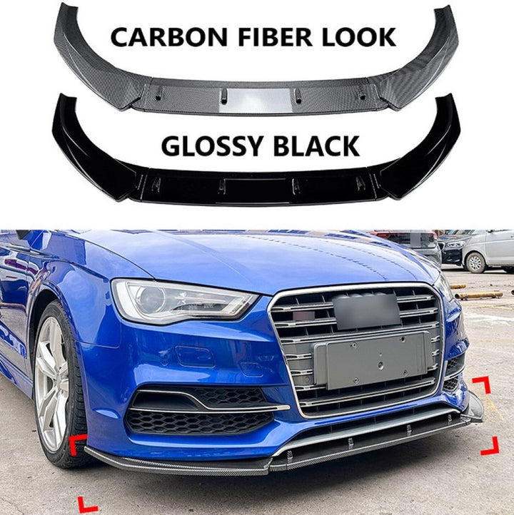 Car Craft Compatible With Audi A3 2013-2016 S3 Front Bumper Lip Splitter Diffuser Skirst Flag Canard Glossy Black Zst-718 Gb