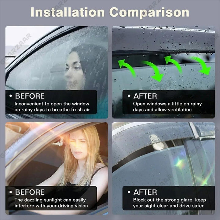 Car Craft Compatible With Audi A3 2021+ Rain Shine Side Window Wind Deflectors Rain Sun Guard Door Visor Doorvisor Deflector Visor Shades Ventvisor Strip Usa CC-7641 - CAR CRAFT INDIA