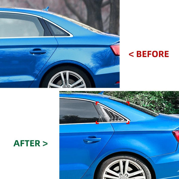 Car Craft Compatible With Audi A3 8v 2014-2020 Car Rear Window Louvers Sticker Rear Triangle Window Shade Spoiler Trim Accessories Zst-842 Cf Carbon Fiber Look