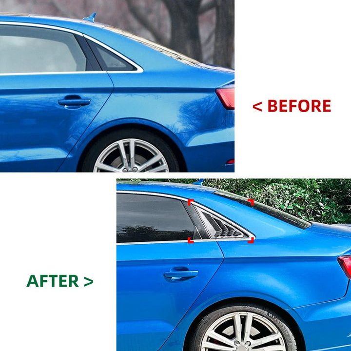 Car Craft Compatible With Audi A3 8v 2014-2020 Car Rear Window Louvers Sticker Rear Triangle Window Shade Spoiler Trim Accessories Zst-842 Gb Glooy Black