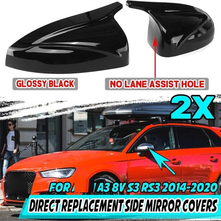 Car Craft Compatible With Audi A3 8v S3 Rs3 2014-2020 Side Rear View Case Door Wing Cap Shell Housing Mirror Covers Glossy Black