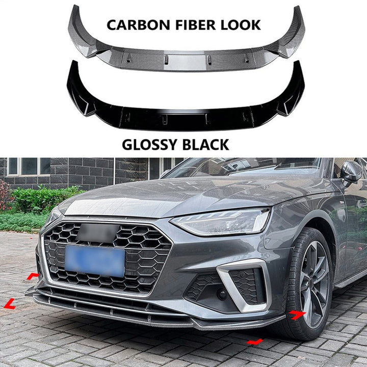 Car Craft Compatible With Audi S4 A4 B9.5 Sline 2020+ Front Bumper Lip Splitter Diffuser Skirst Flag Canard Carbon Fiber Look Zst-717 Cf