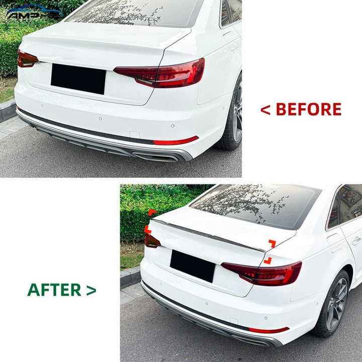 Car Craft Compatible With Audi A4 S4 B9 2017-2024 Rear Trunk Boot Roof Wing Lip Spoiler Splitter Skirts Zst-924 Glossy Black
