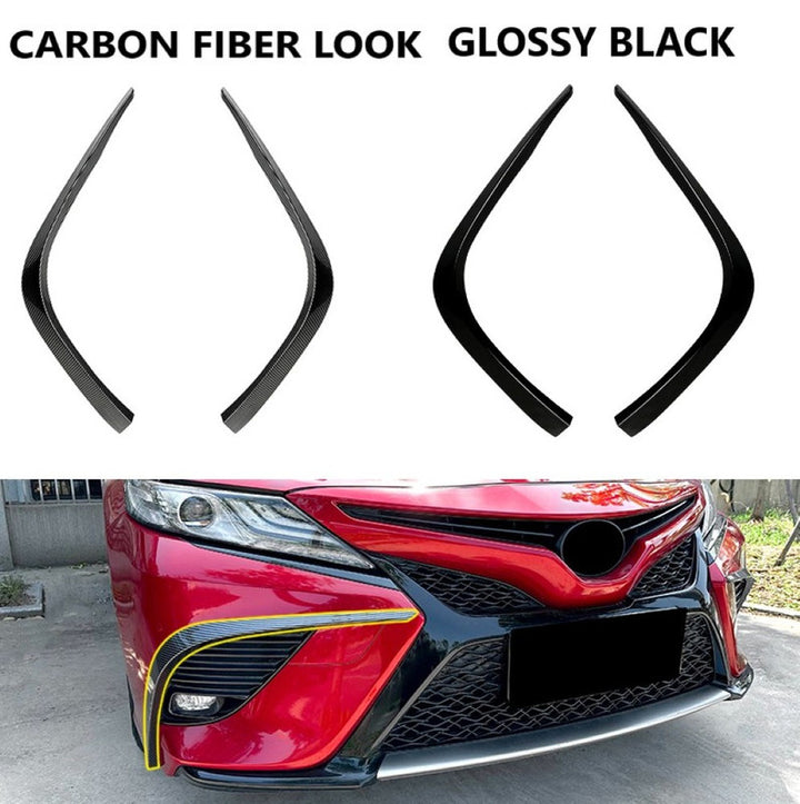 Car Craft Compatible With Toyota Camry 2018+2024 Front Bumper Fog Splitter Skirst Canard Flag Carbon Fiber Look Zst-451 Cf USA