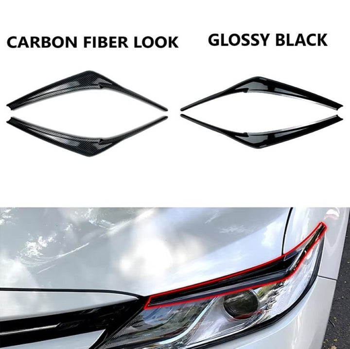 Car Craft Compatible With Toyota Camry 2018+2024 Front Bumper Headlight Light Eyebrows Eyelid Splitter Skirst Canard Carbon Fiber Look Zst-132 Cf USA