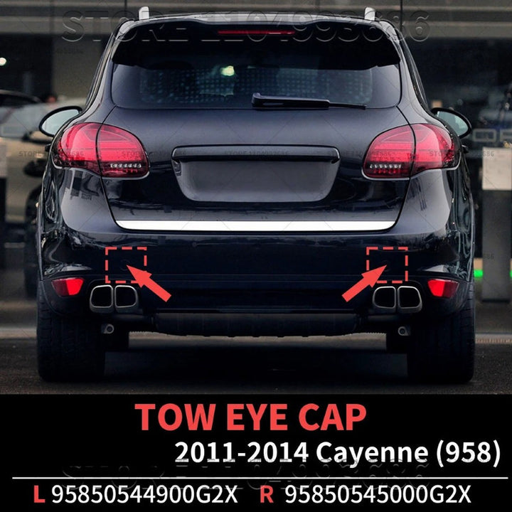 Car Craft Compatible With Porsche Cayenne 958 2011-2014 Rear Bumper Tow Towing Tochan Hook Eye Cap Cover 95850544900 Left