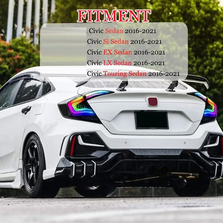 Car Craft Compatible With Honda Civic 10th Gen 2016-2020 Car Rear Upgraded Tail Light Lamp Xenon Taillight Retrofit Upgrade Modified Led Drl Hid Rgb Colour