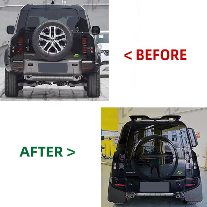 Car Craft Compatible With Range Land Rover Defender 90 110 130 L663 Lr129997 2020+ Facelift Convert Upgrade Bodykit Wheel Cover Skirts Splitter Exhaust Tips Spoiler Lip 007 Bodykit Black Edition - CAR CRAFT INDIA