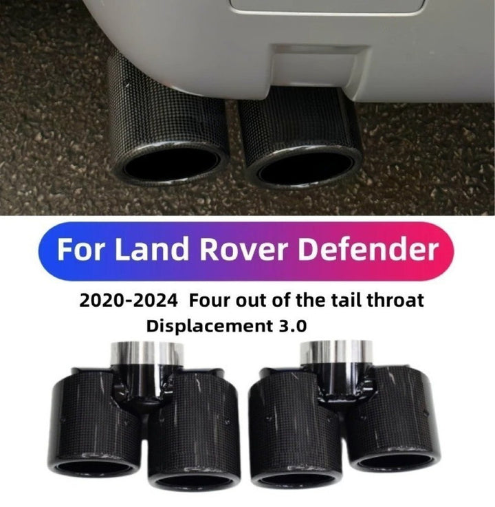 Car Craft Compatible With Range Land Rover Defender 90 110 130 L663 Lr129997 2020+ Car Exhaust Tip Tailpipe Stainless Steel Square Muffler Tip Nozzle Silensor 3.0 Round Carbon Fiber - CAR CRAFT INDIA