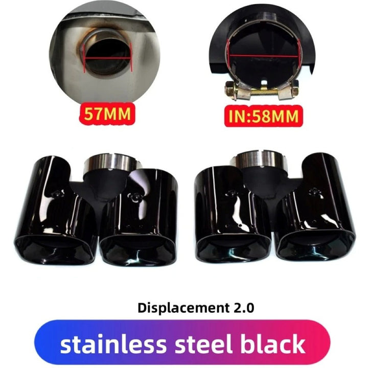 Car Craft Compatible With Range Land Rover Defender 90 110 130 L663 Lr129997 2020+ Car Exhaust Tip Tailpipe Stainless Steel Square Muffler Tip Nozzle Silensor 2.0 Square Khan Style Black - CAR CRAFT INDIA