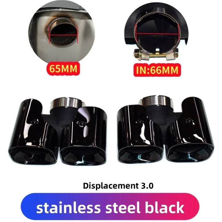 Car Craft Compatible With Range Land Rover Defender 90 110 130 L663 Lr129997 2020+ Car Exhaust Tip Tailpipe Stainless Steel Square Muffler Tip Nozzle Silensor 3.0 Square Khan Style Black - CAR CRAFT INDIA