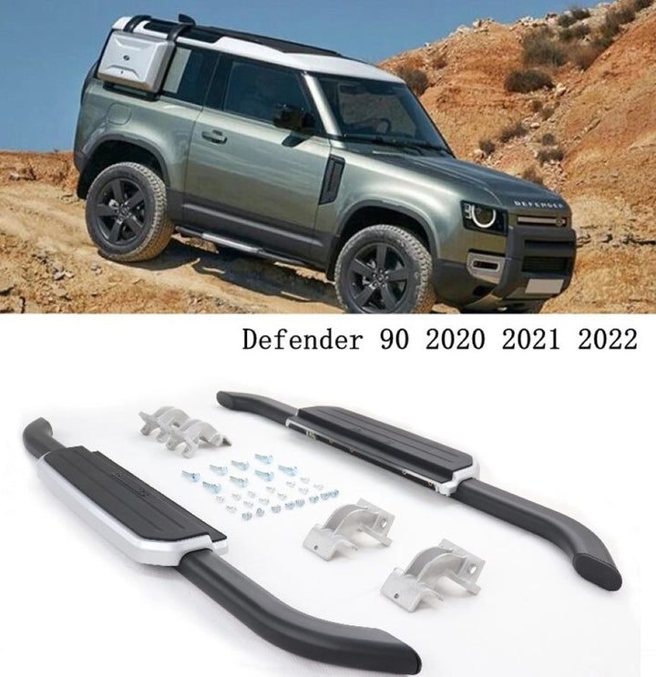 Car Craft Compatible With Range Land Rover Defender 90 L663 Lr129997 2020+ Non-slip Fixed Side Step Running Board Silver 2 Door - CAR CRAFT INDIA