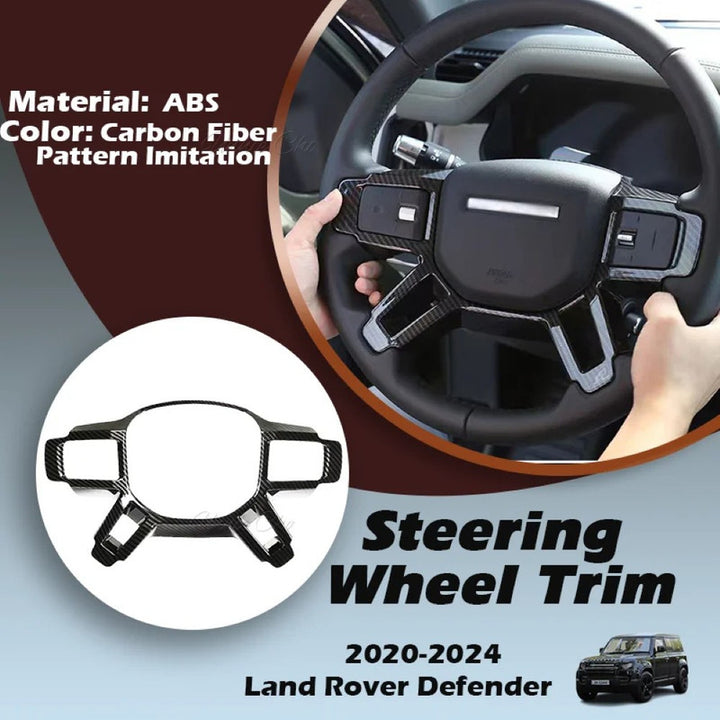 Car Craft Compatible With Range Land Rover Defender 90 110 130 L663 Lr129997 2020+ Steering Wheel Trim Cover Frame Stick On Style Carbon Fiber Look - CAR CRAFT INDIA