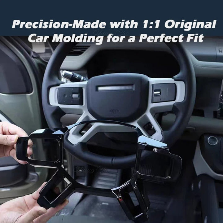 Car Craft Compatible With Range Land Rover Defender 90 110 130 L663 Lr129997 2020+ Steering Wheel Trim Cover Frame Stick On Style Glossy Black - CAR CRAFT INDIA