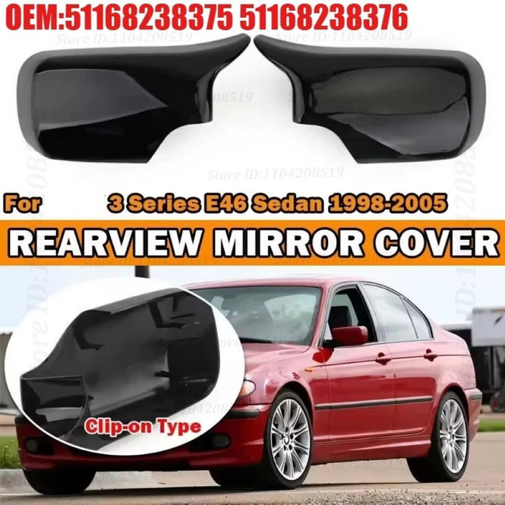 Car Craft Compatible With Bmw 3 Series E46 1998-2005 M3 M4 M5 M6 M7 Side Rear View Case Door Wing Cap Shell Housing Mirror Covers Glossy Black