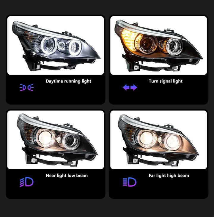 Car Craft Compatible With Bwm 5 Series E60 2007-2009 Car Front Upgraded Head Light Lamp Xenon Headlight Retrofit Upgrade Modified Led Drl Hid C