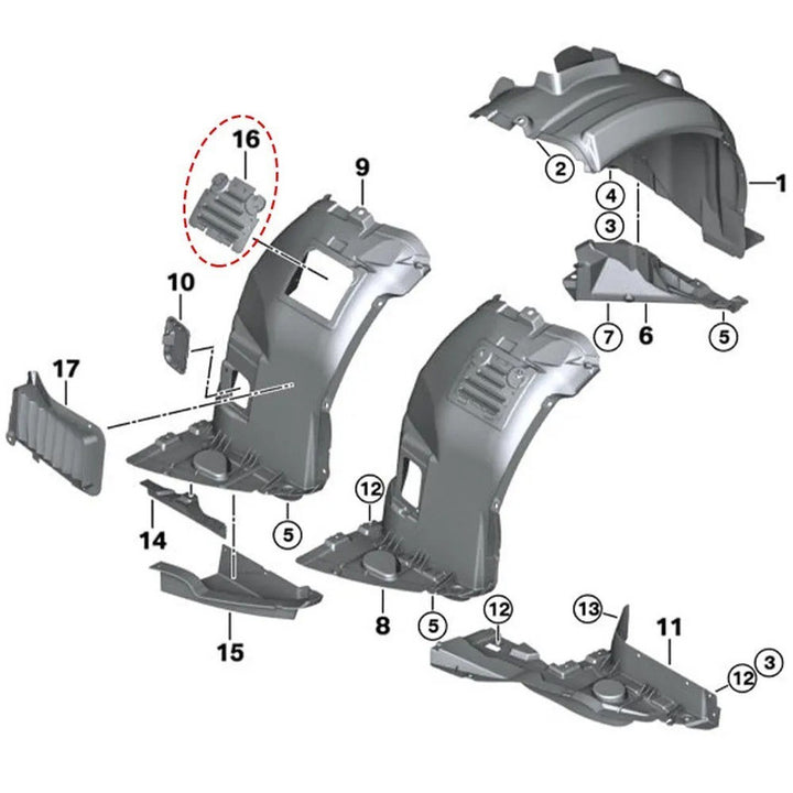 Car Craft Compatible With Bmw 3 Series E90 2005-2012 Car Front Mudguard Wheel Arch Fender Liner Vent Access Panel Lid Cover Left 51717143859 51717143849 - CAR CRAFT INDIA