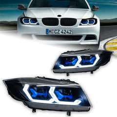 Car Craft Compatible With Bmw 3 Series E90 2008-2012 Car Front Upgraded Head Light Lamp Xenon Headlight Retrofit Upgrade Modified Led Drl Hid Laser Style 2 For Helogen Car - CAR CRAFT INDIA