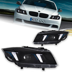 Car Craft Compatible With Bmw 3 Series E90 2008-2012 Car Front Upgraded Head Light Lamp Xenon Headlight Retrofit Upgrade Modified Led Drl Hid Laser Style For Xenon Car - CAR CRAFT INDIA