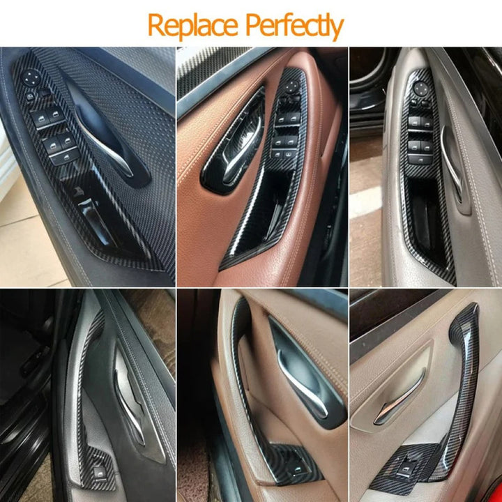 Car Craft Compatible With Bmw 5 Series F10 2010-2017 Car Interior Door Armrest Inside Pull Handle Inner Full Set Carbon Fiber 25874 25847l 25848r 25889l 25890r In Cf Rhd Model A CC-7874 - CAR CRAFT INDIA