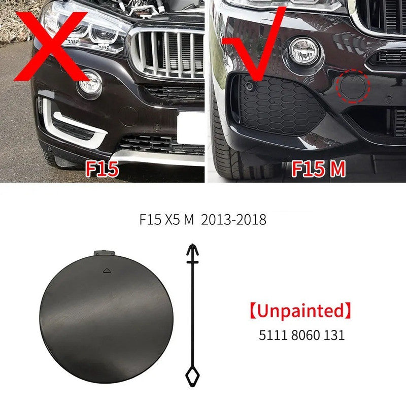 Car Craft Compatible With Bmw X5 F15 2014-2018 Front M Sport X5m Bumper Tow Hook Towing Tochan Trailer Cover 51118060131 Unpainted - CAR CRAFT INDIA