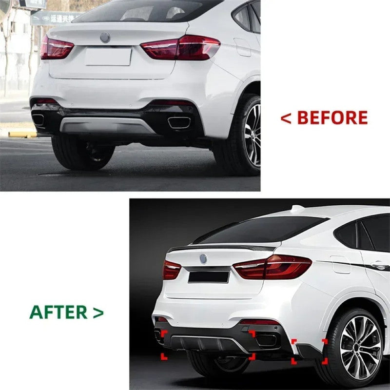 Car Craft Compatible With Bmw X6 F16 2014-2019 M Sport M Performance Rear Bumper Lip Skirt Splitter Diffuser Spoiler Zst-599 Gb Glossy Black