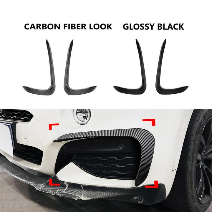 Car Craft Compatible With Bmw X6 F15 2014-2019 Front M Sports Bumper Fog Lamp Light Air Intake Wind Knife Trim Skirts Canard Splitters Glossy Black Zst-636 Gb