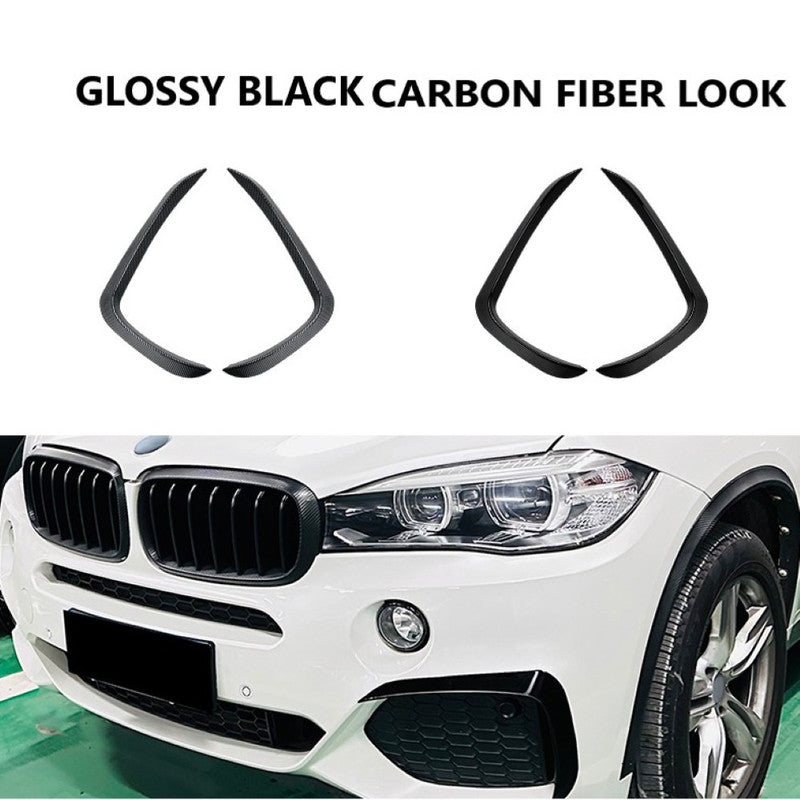 Car Craft Compatible With Bmw X5 F15 2014-2019 M Sports Bumper Fog Lamp Light Air Intake Wind Knife Trim Skirts Canard Splitters Carbon Fiber Look Zst-615 Cf