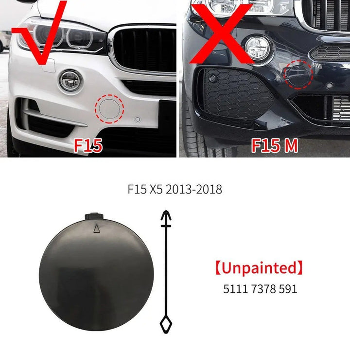 Car Craft Compatible With Bmw X5 F15 2014-2018 Front Bumper Tow Hook Towing Tochan Trailer Cover 51117378591 Unpainted - CAR CRAFT INDIA