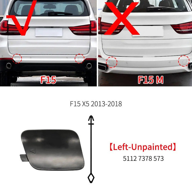 Car Craft Compatible With Bmw X5 F15 2014-2018 Rear Bumper Tow Hook Towing Tochan Trailer Cover 51127378573 Unpainted Left - CAR CRAFT INDIA