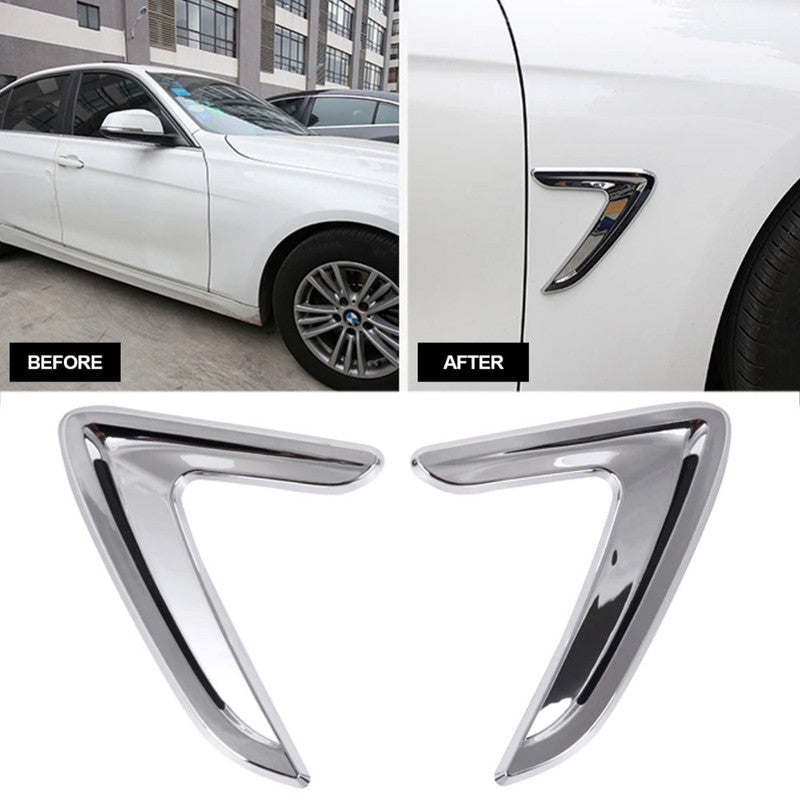 Car Craft Compatible With Bmw 3 Series F30 F80 2012-2018 Side Wing Air Flow Fender Grill Outlet Intake Vent Trim Chrome